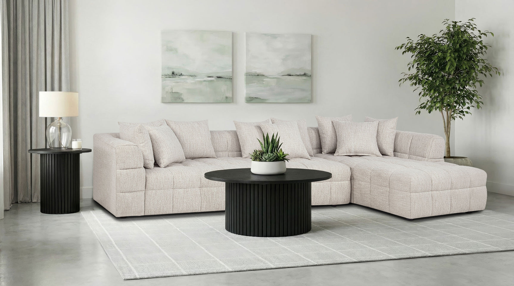 Amara Ivory 3-Piece Upholstered Sectional Sofa - Ornate Home
