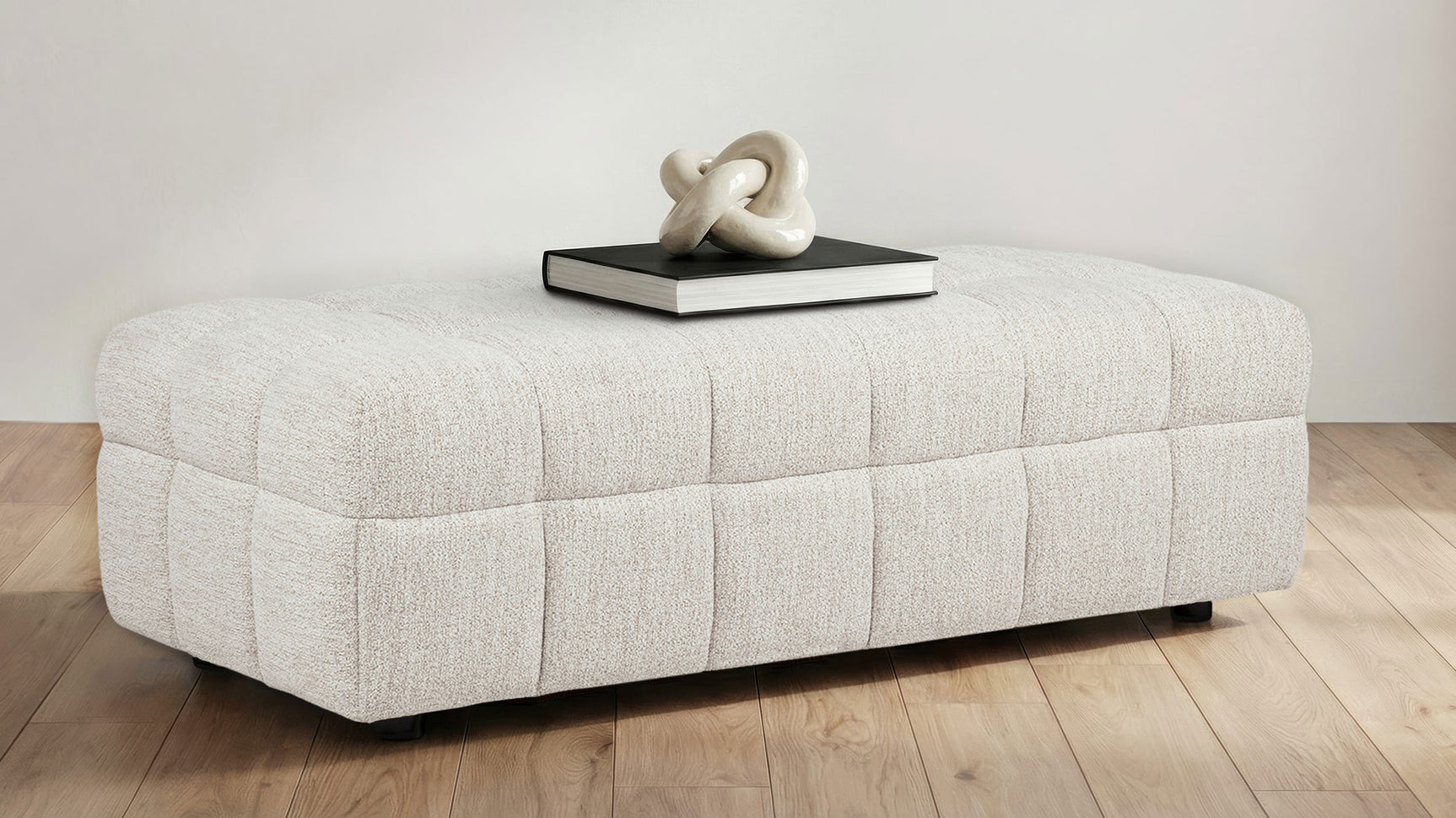Amara Ivory Upholstered Ottoman - Ornate Home