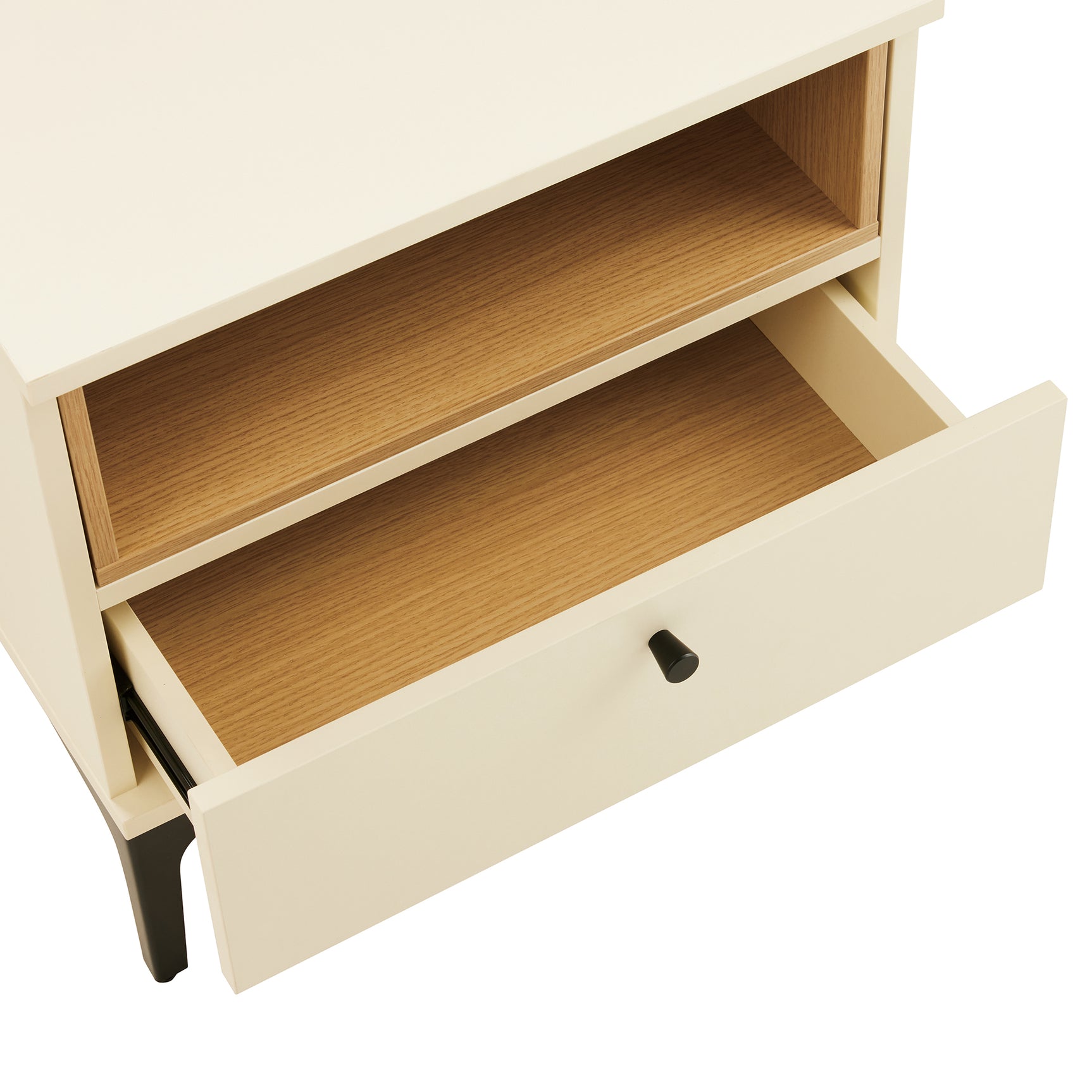 Amara Nightstand in Cream and Natural Oak (set of 2) - Ornate Home