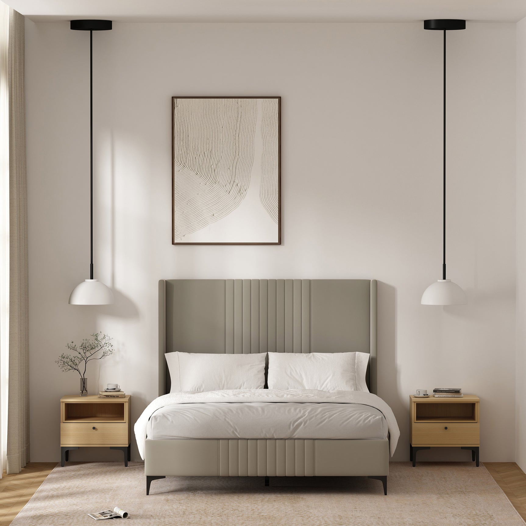 Amara Nightstand in Natural Oak (set of 2) - Ornate Home