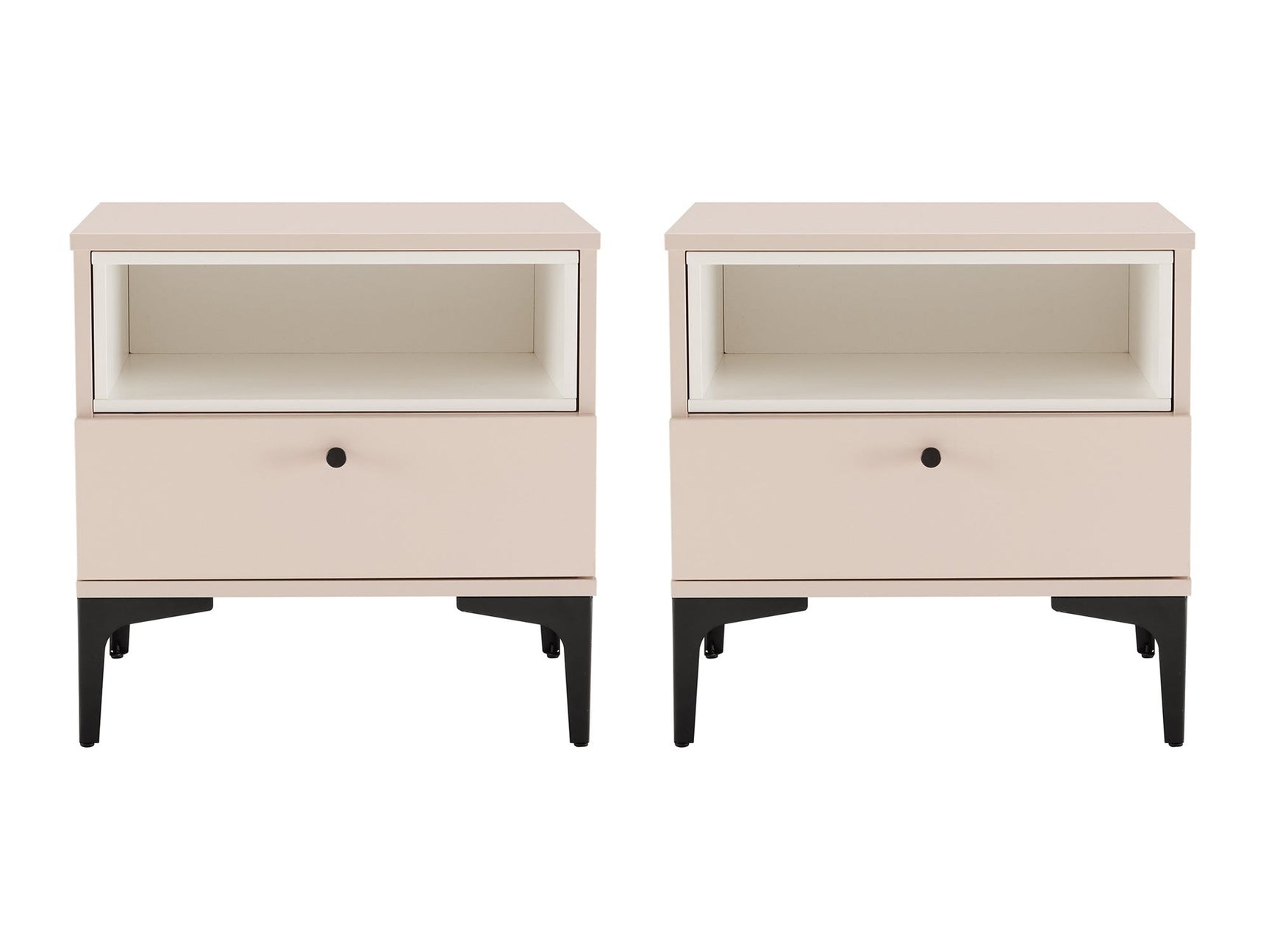 Amara Nightstand in Pale Rose and White (set of 2) - Ornate Home