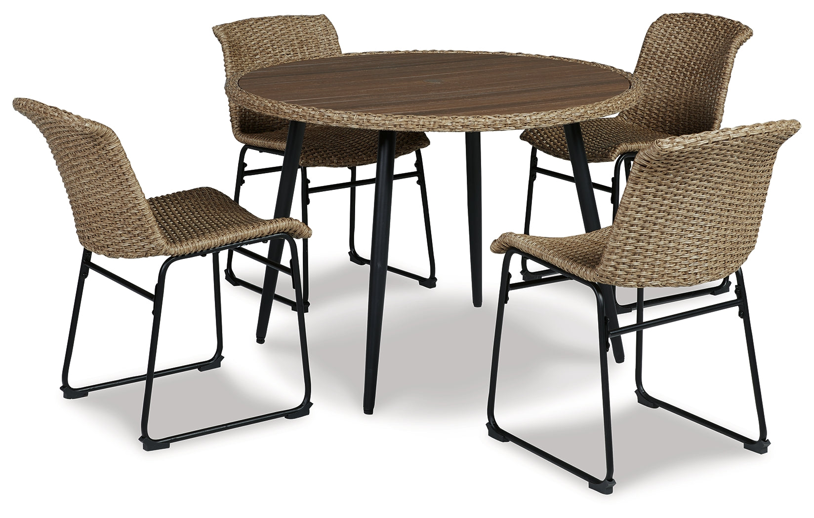 Amaris Brown/Black Outdoor Dining Table with 4 Chairs - Ornate Home