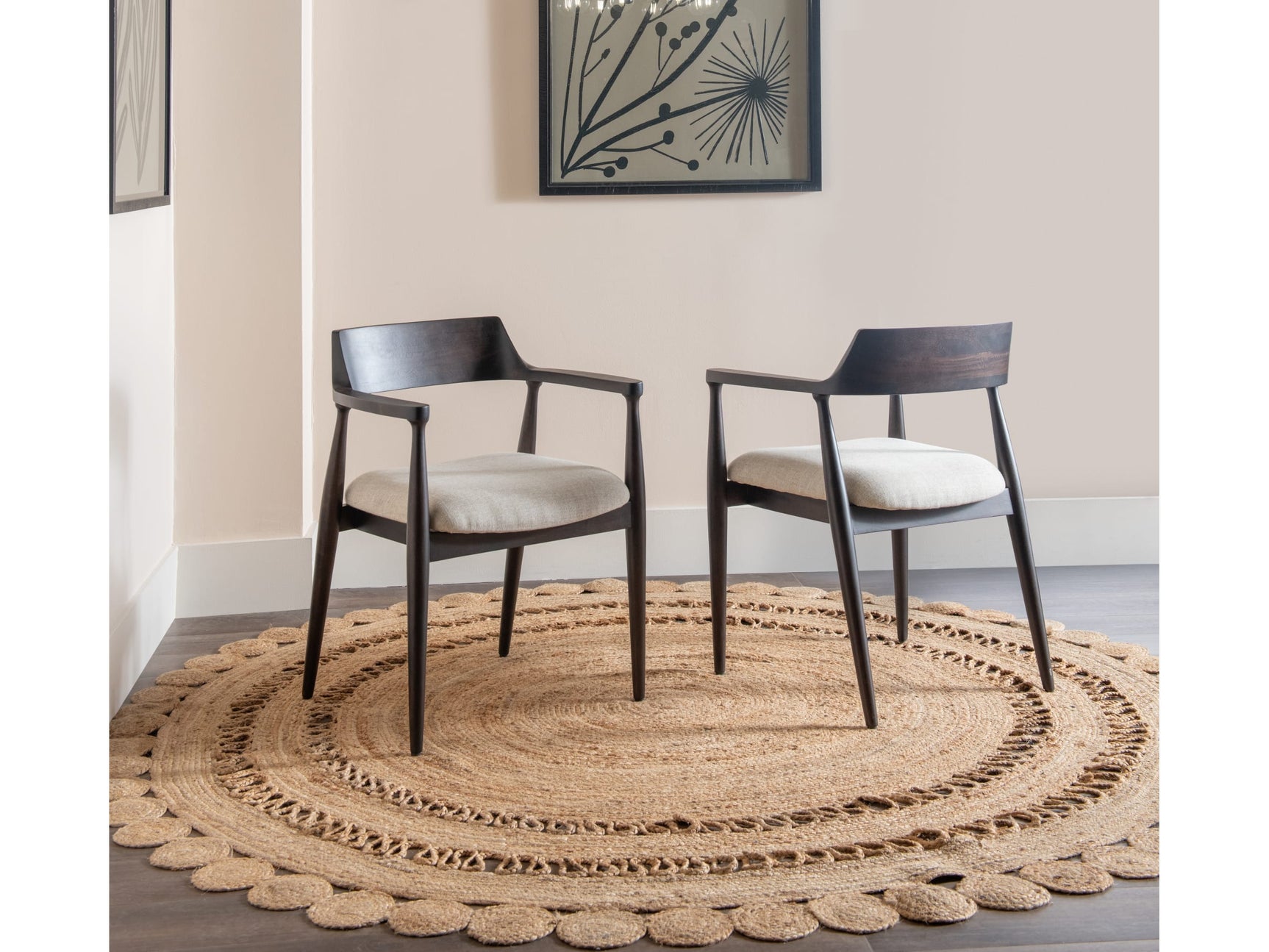 Amaroo Honey Date Solid Mango Linen Upholstered Dining Arm Chair - Ornate Home