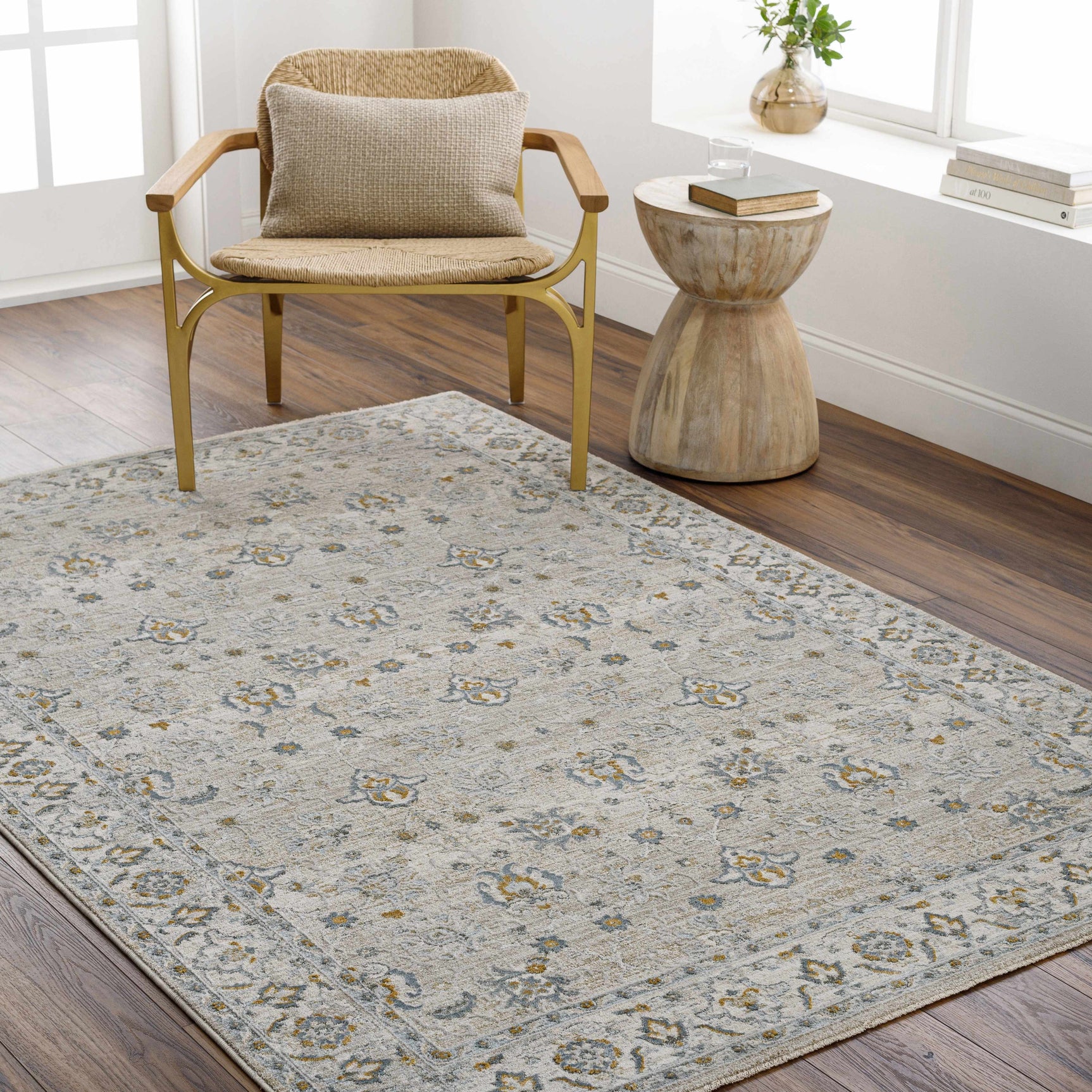 Amaru Cream & Sage Textured Rug with Fringes - Ornate Home