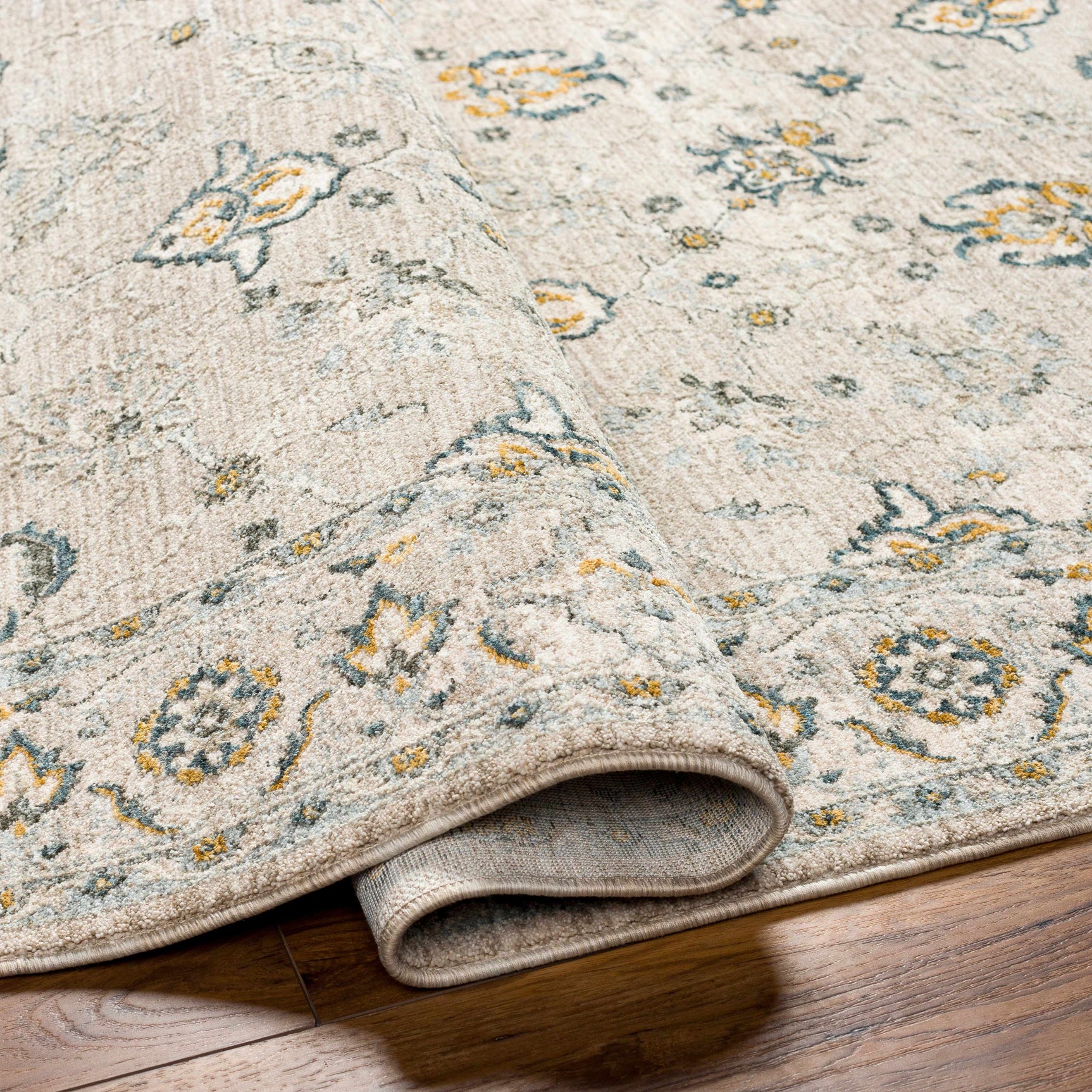 Amaru Cream & Sage Textured Rug with Fringes - Ornate Home
