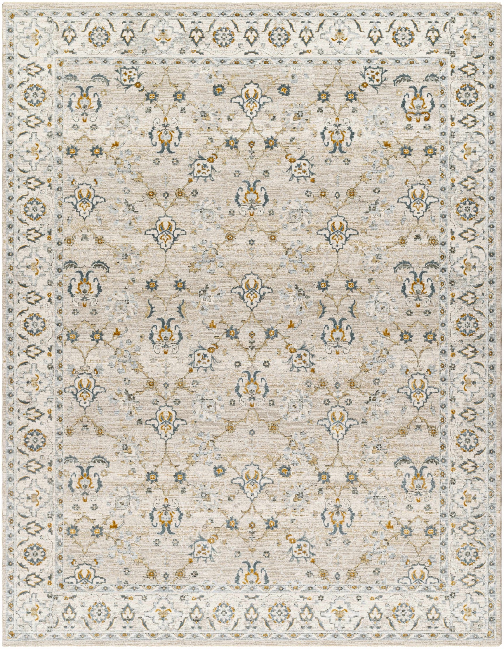 Amaru Cream & Sage Textured Rug with Fringes - Ornate Home