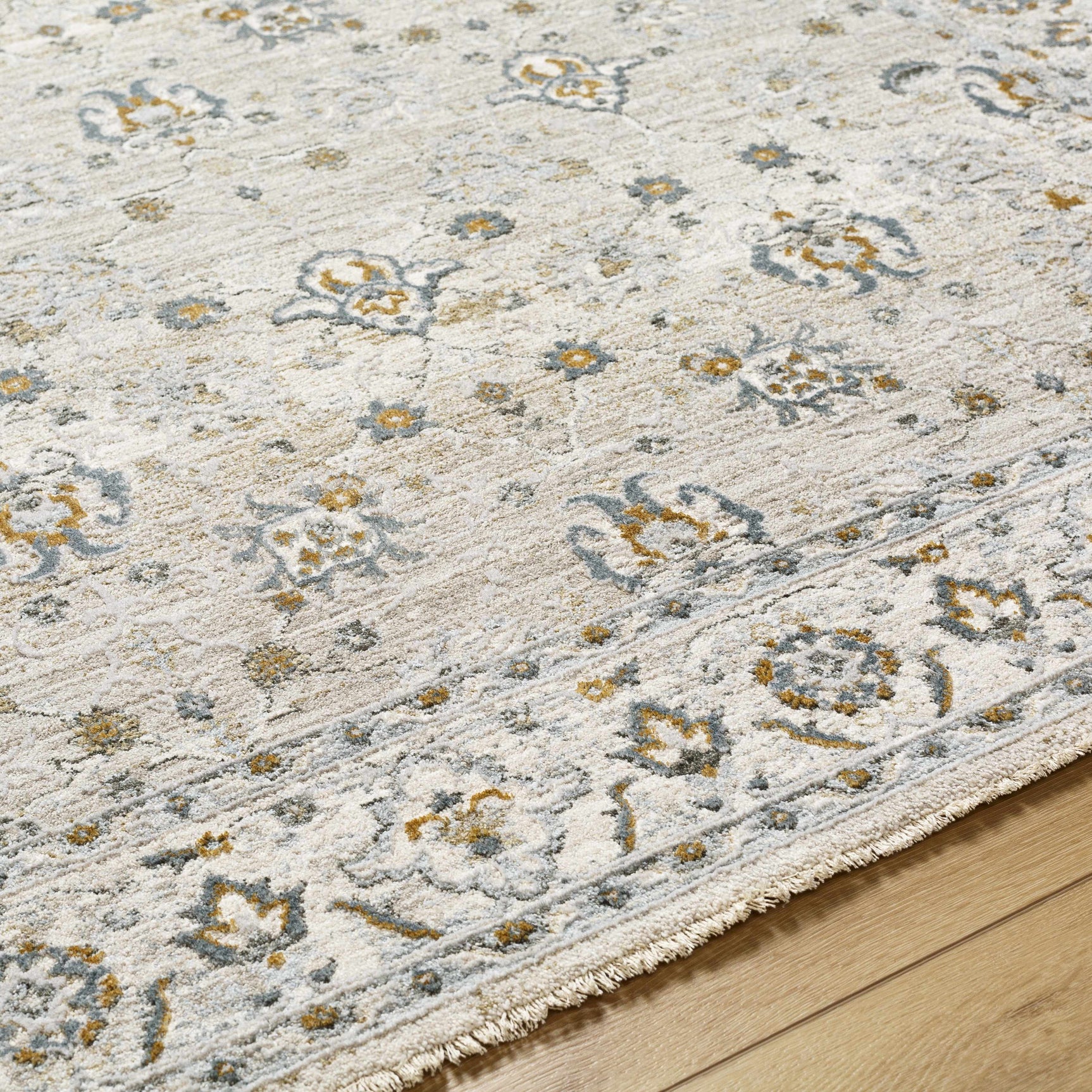 Amaru Cream & Sage Textured Rug with Fringes - Ornate Home