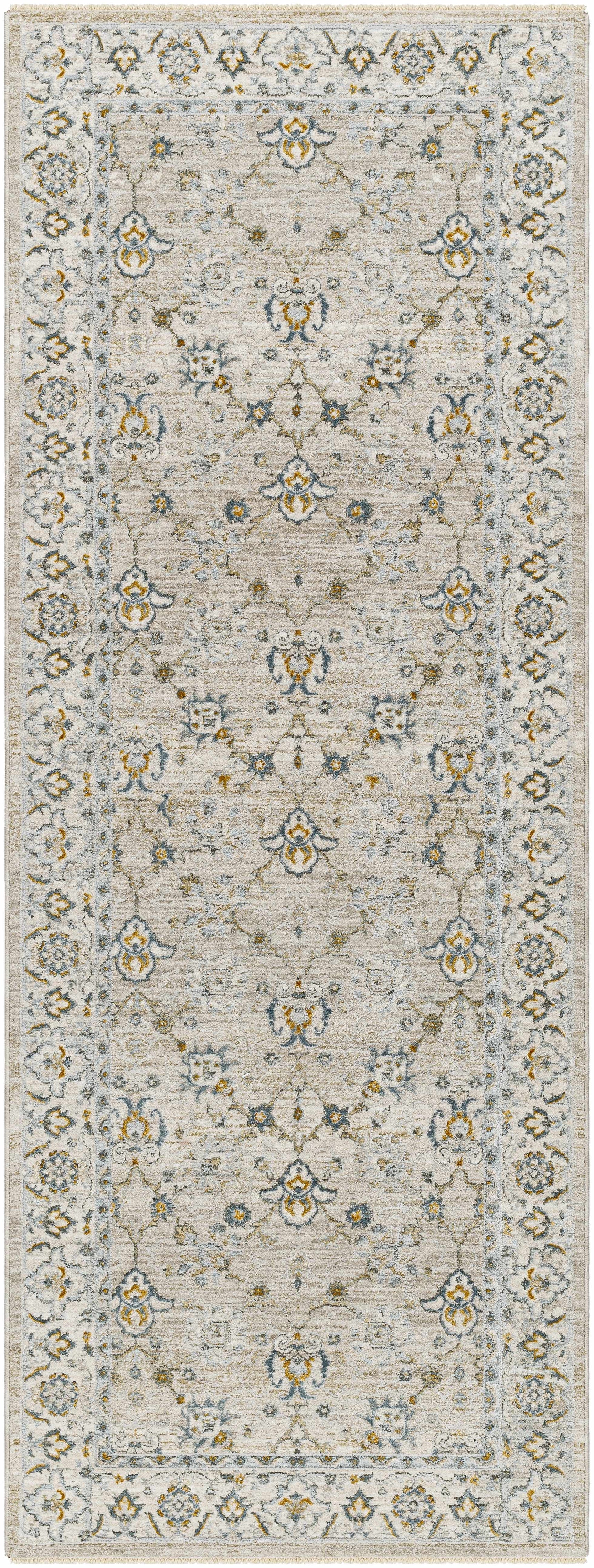Amaru Cream & Sage Textured Rug with Fringes - Ornate Home