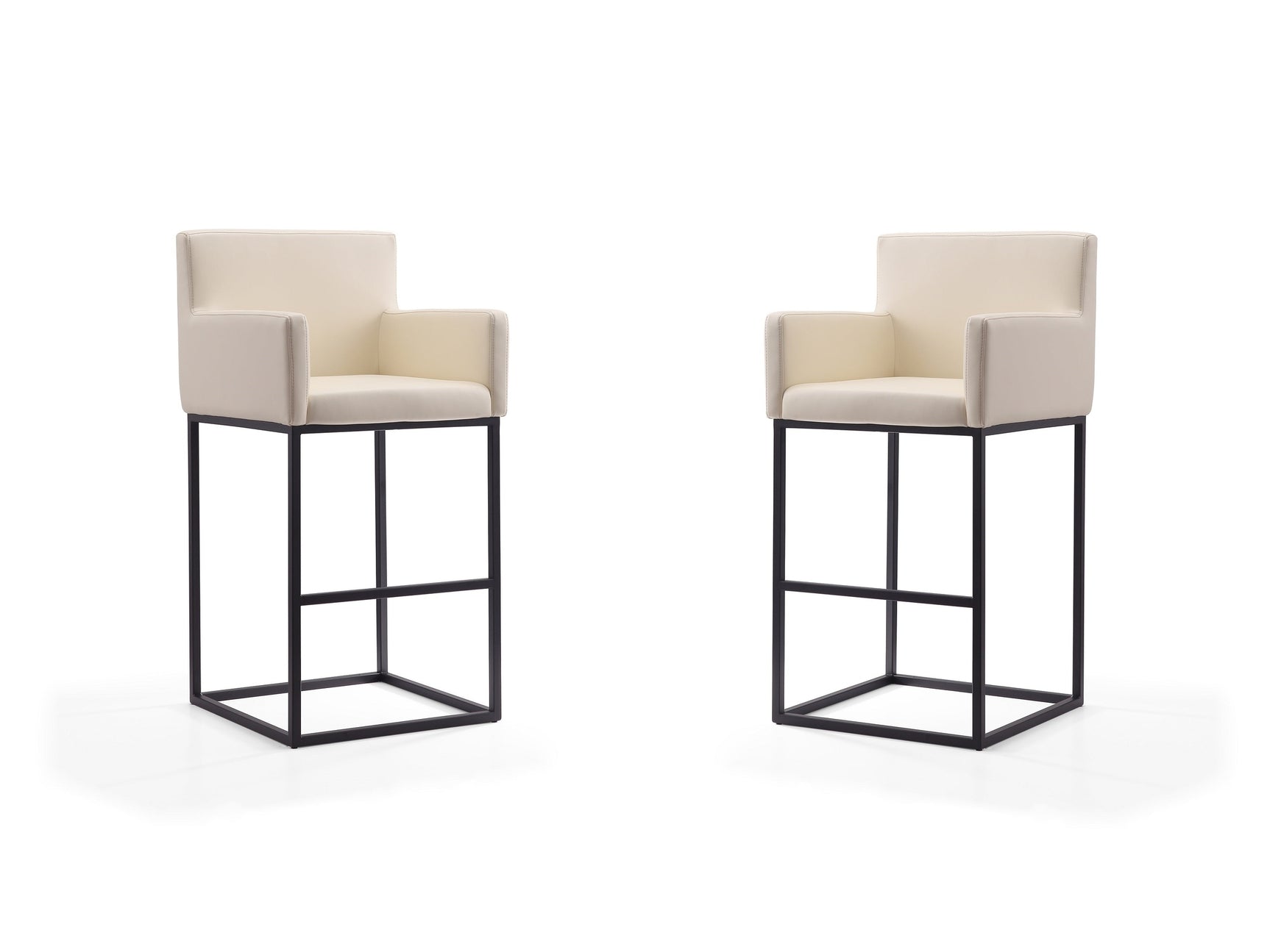 Ambassador Barstool in Cream and Black (set of 2) - Ornate Home