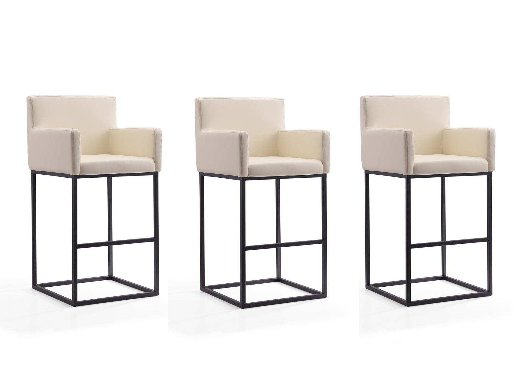 Ambassador Barstool in Cream and Black (set of 3) - Ornate Home