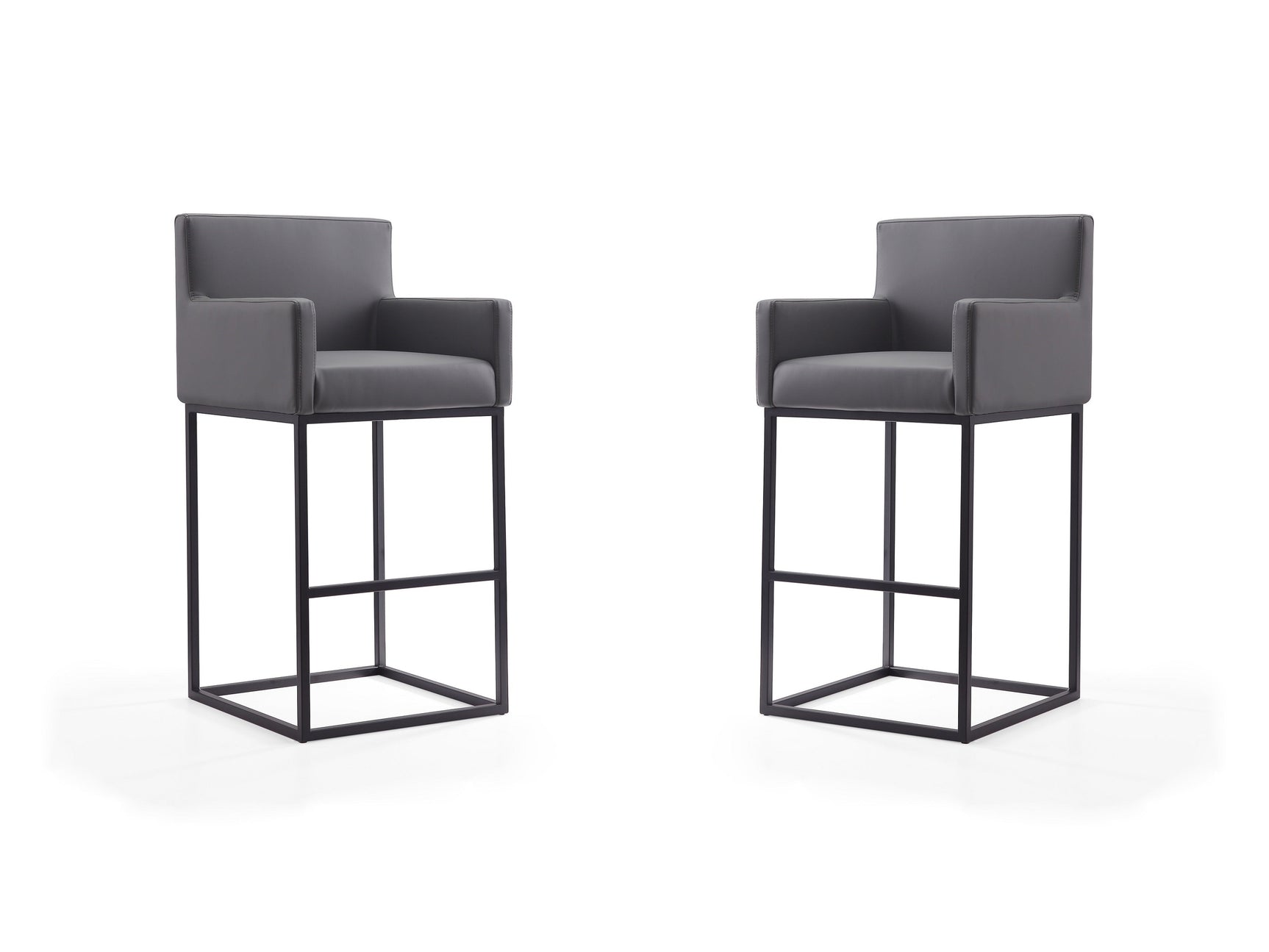 Ambassador Barstool in Grey and Black (set of 2) - Ornate Home