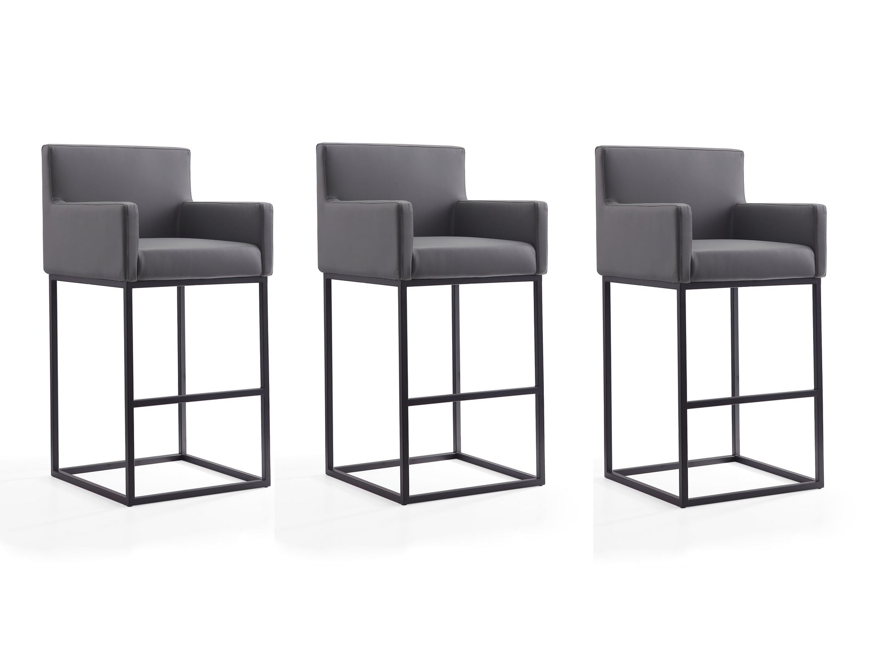 Ambassador Barstool in Grey and Black (set of 3) - Ornate Home