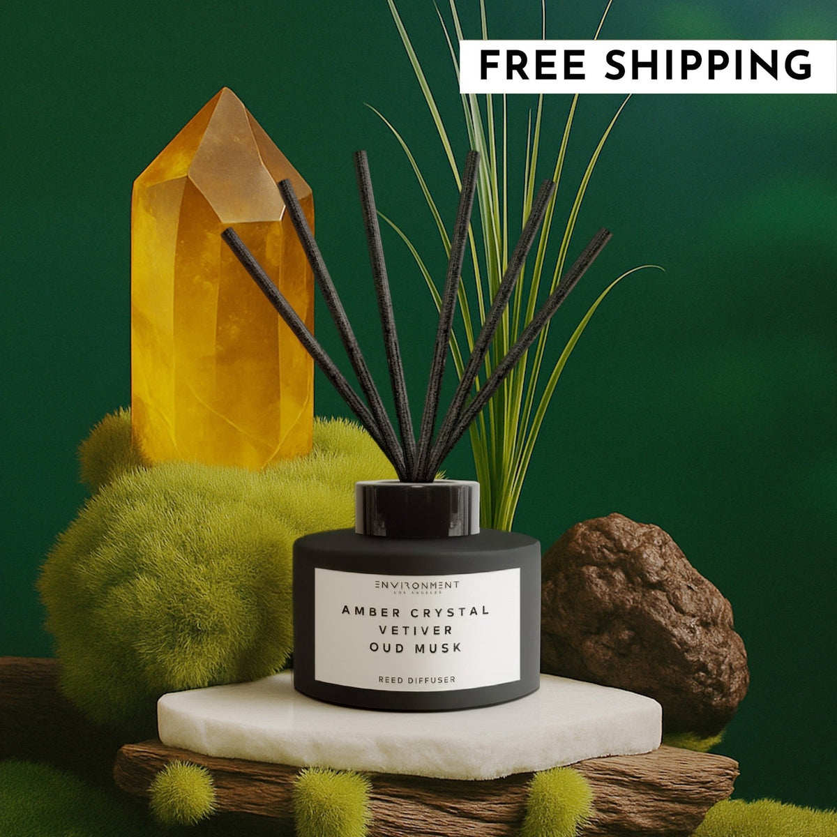 Amber Crystal | Vetiver | Oud Musk Diffuser (Inspired by Baccarat Rouge 540®) - Ornate Home