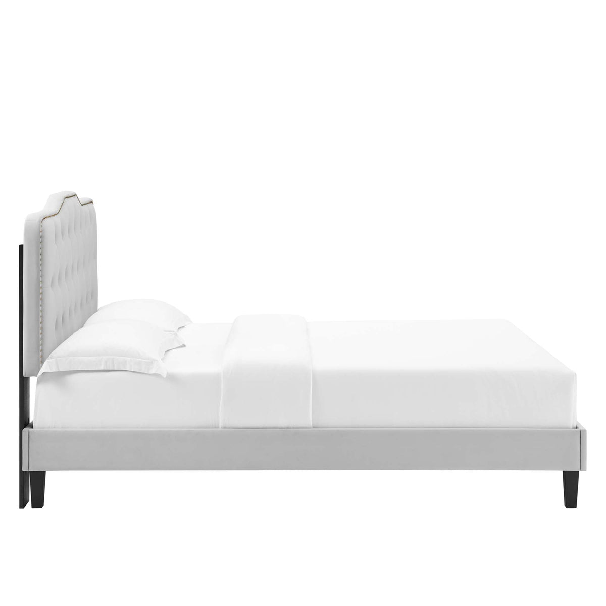 Amber Light Gray Performance Velvet Twin Platform Bed - Ornate Home