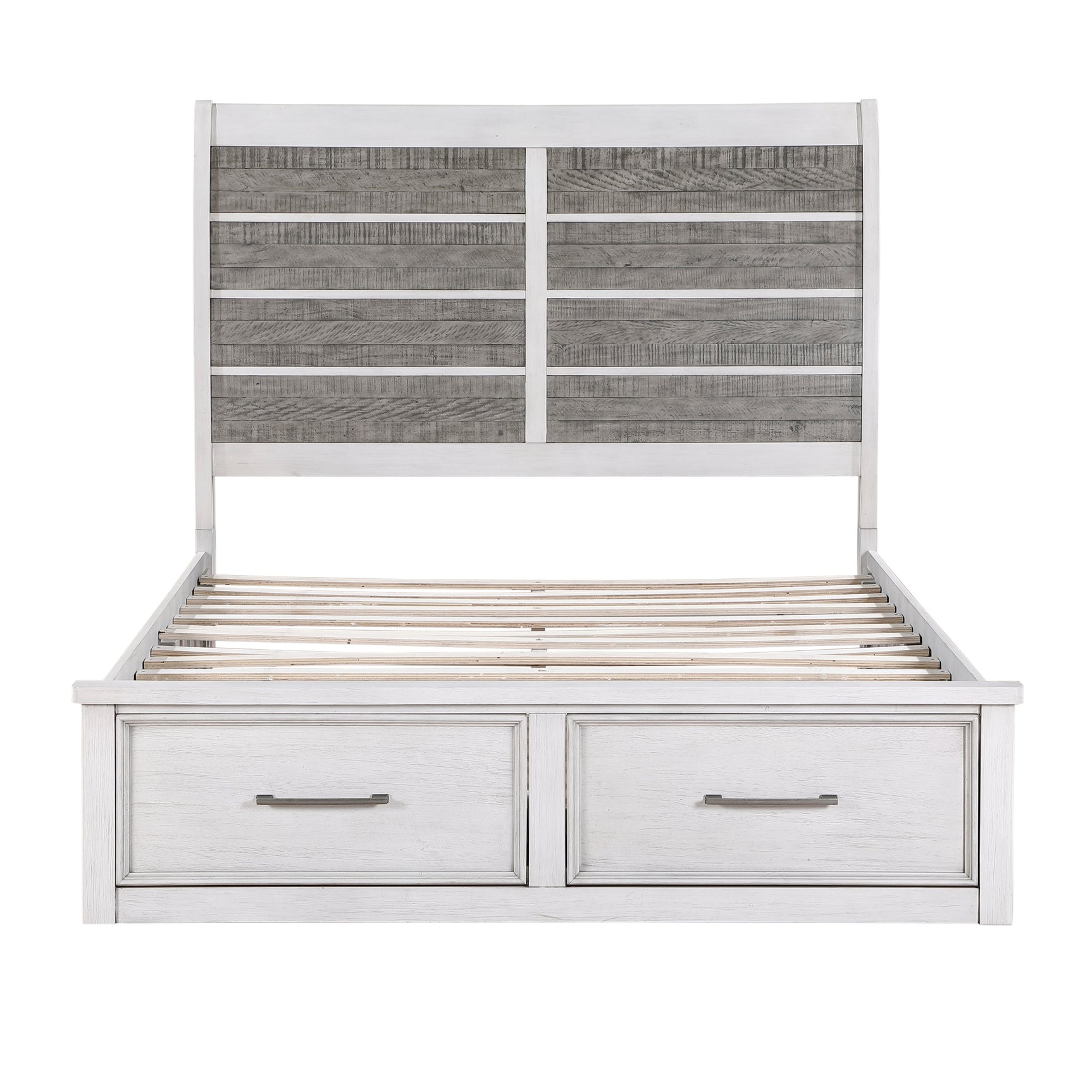 Ambrose Antique White/Gray Queen Platform Bed - Ornate Home