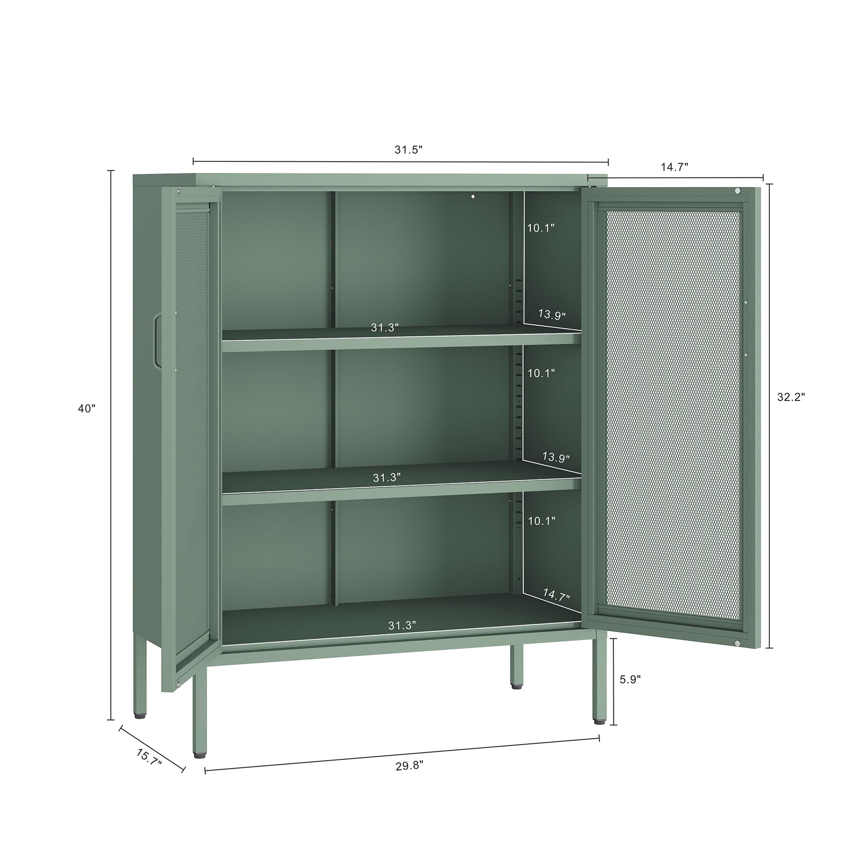 Amelia 31.5" Accent Cabinet in Green - Ornate Home