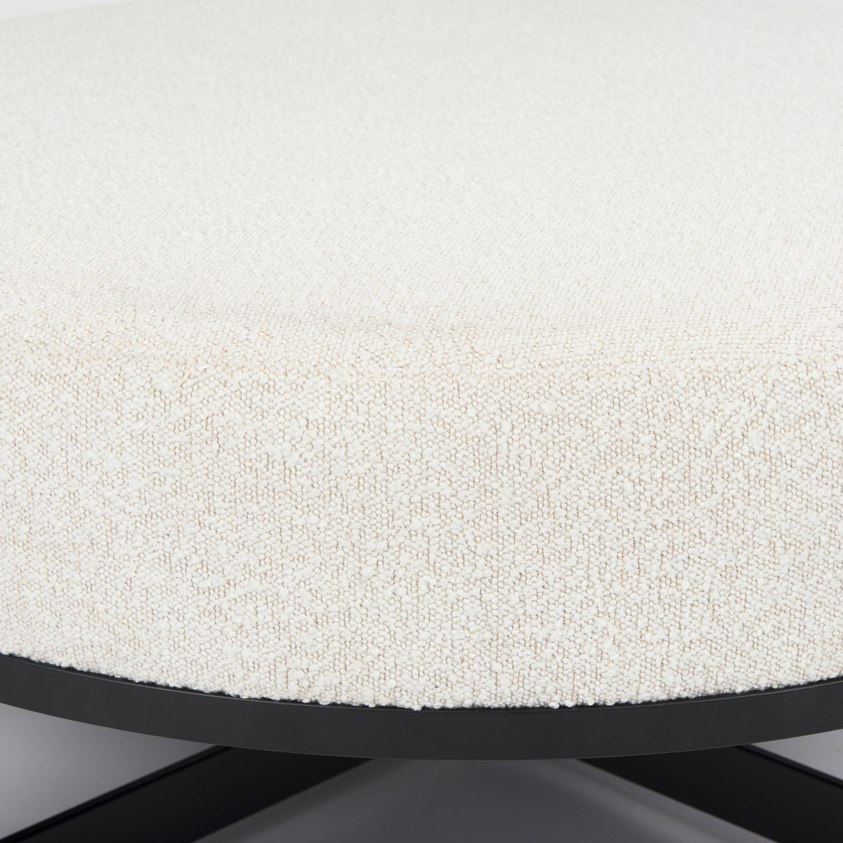 Amelia Cream/Black Boucle Metal Upholstered Ottoman - Ornate Home