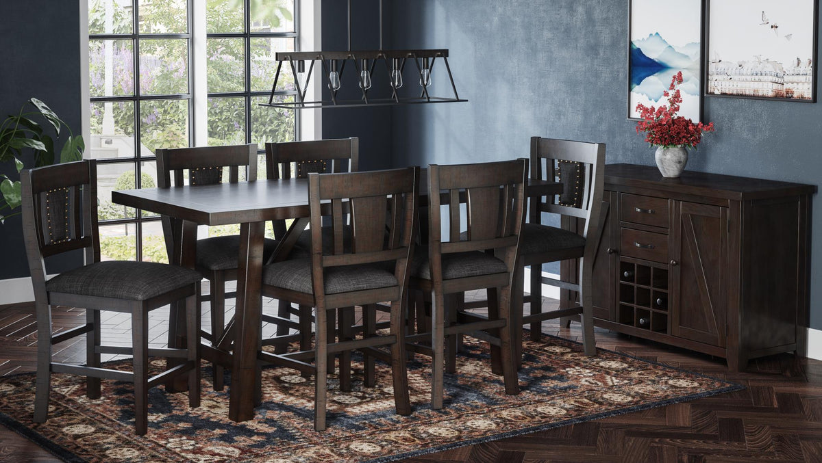 American Rustics Dark Brown/Black Counter Dining Table w/ 4 Stools - Ornate Home