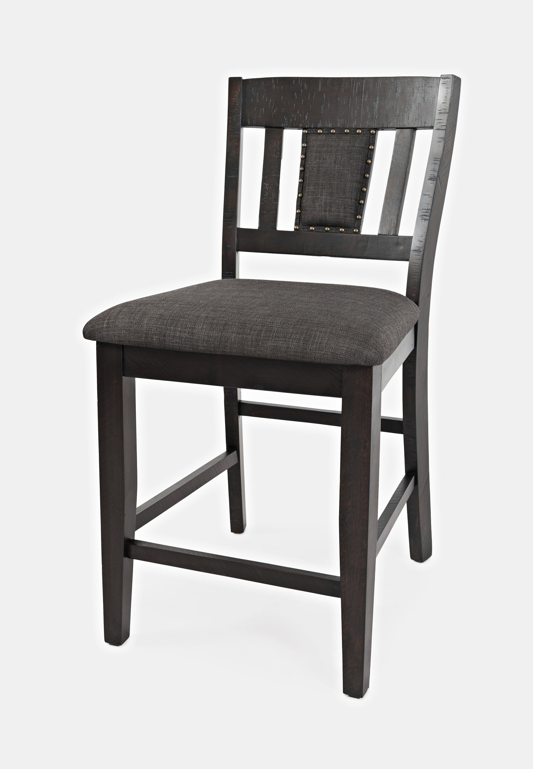 American Rustics Dark Brown/Black Uph Slatback Stool (Set of 2) - Ornate Home