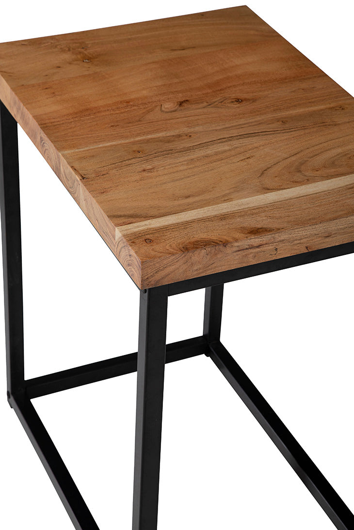 Ames Natural/Black Chairside Table - Ornate Home