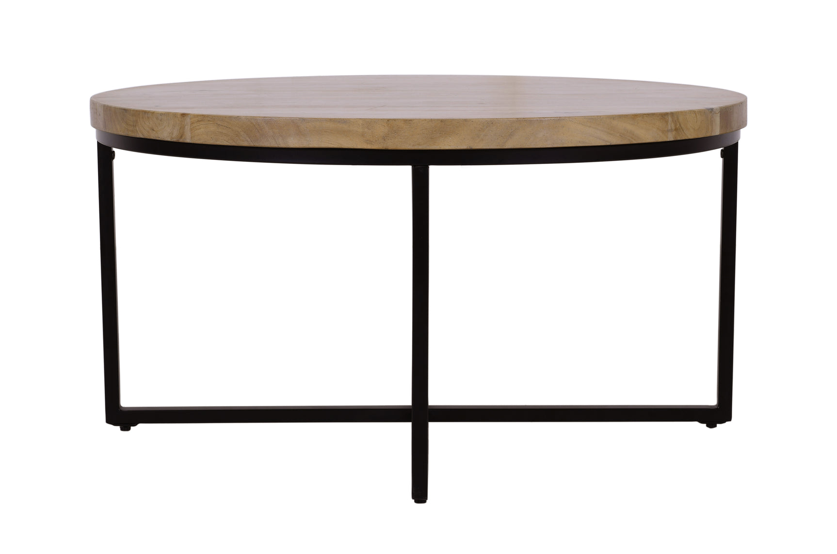 Ames Natural/Black Round Cocktail Table - Ornate Home