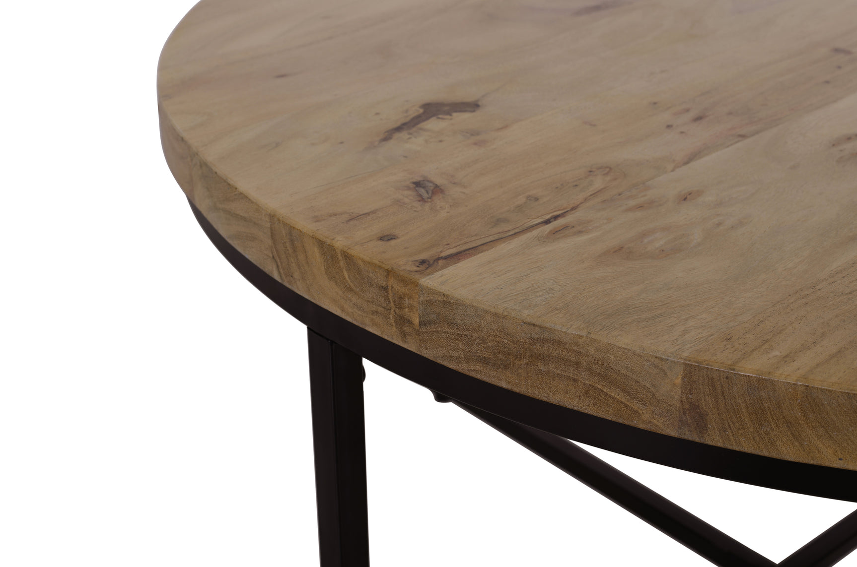 Ames Natural/Black Round Cocktail Table - Ornate Home