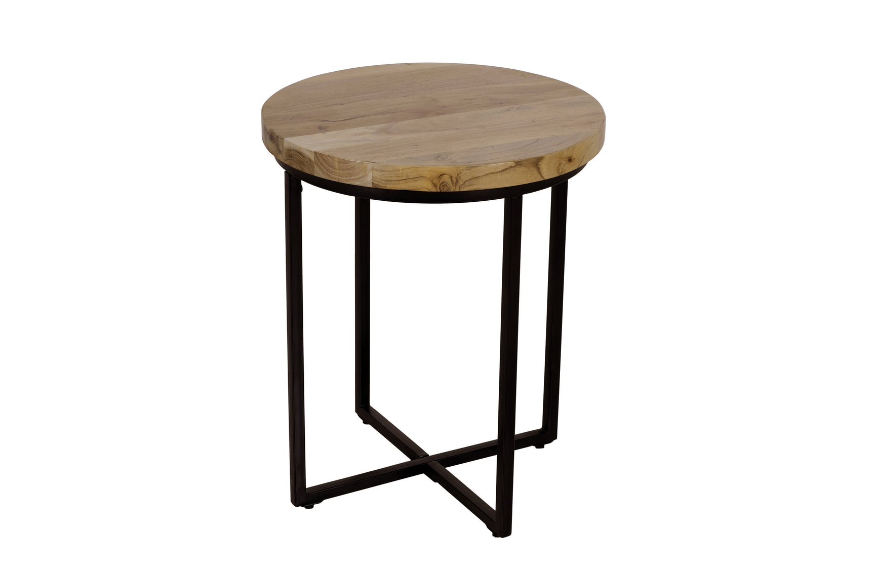 Ames Natural/Black Round End Table - Ornate Home