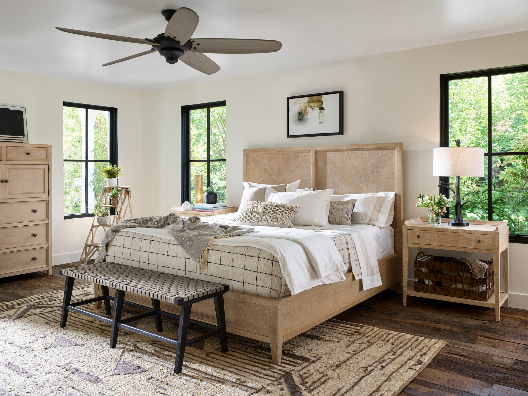 Ames Rustic Natural Oak King Bed - Ornate Home