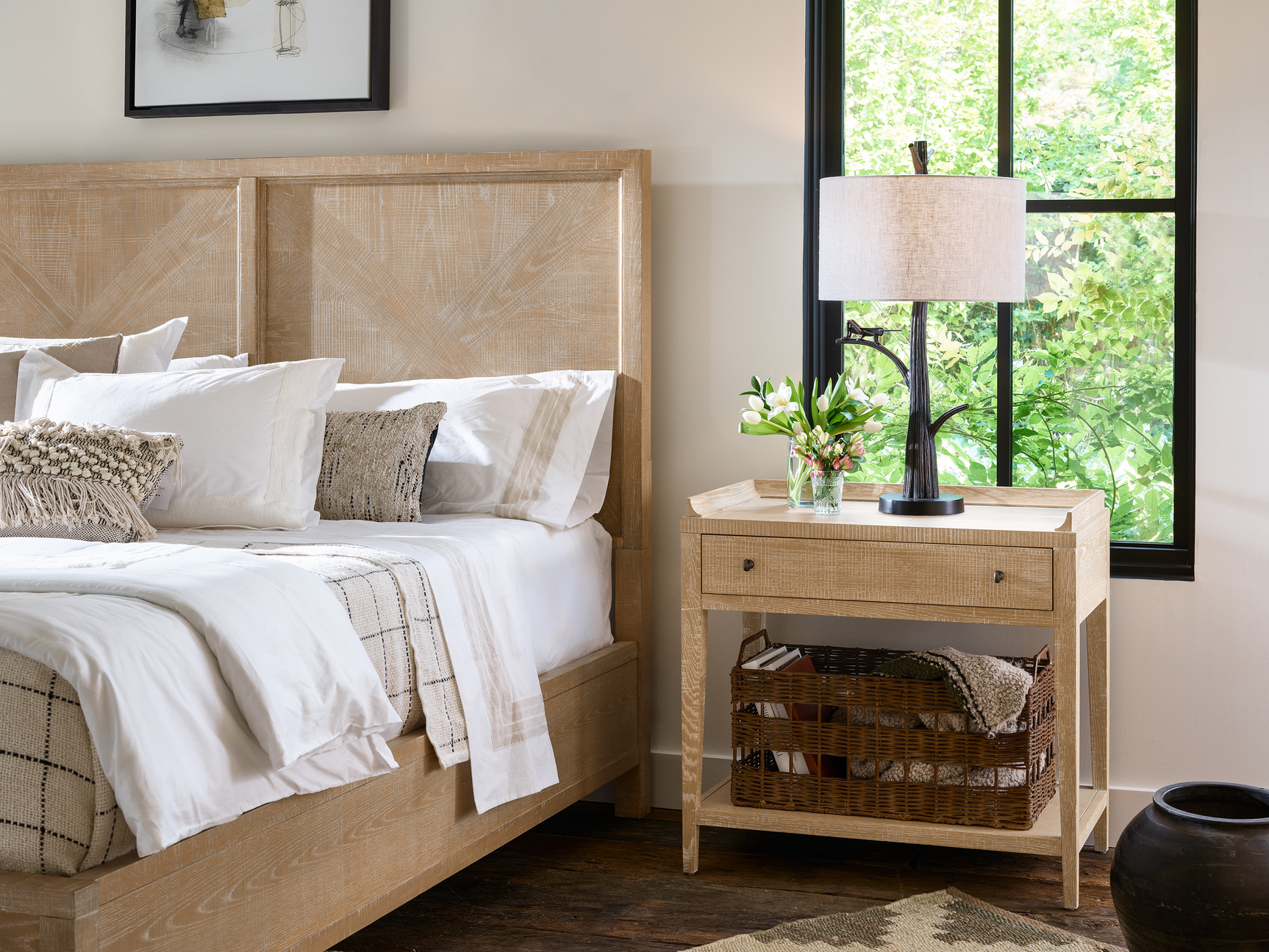 Ames Rustic Natural Oak King Bed - Ornate Home