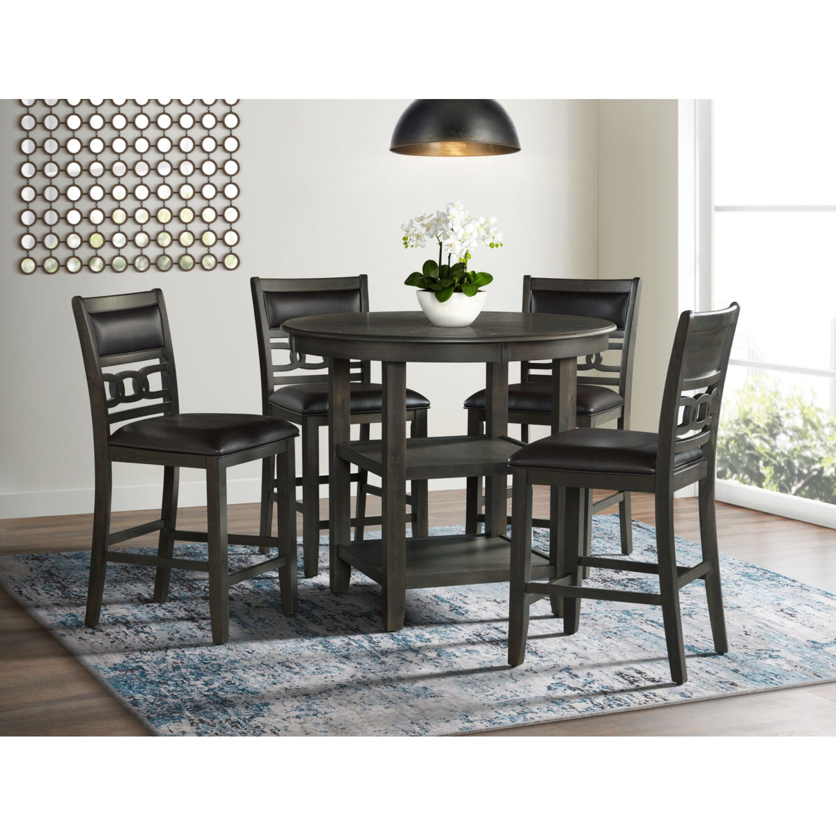 Amherst Grey Counter Side Chair with PU Cushion (Set of 2) - Ornate Home