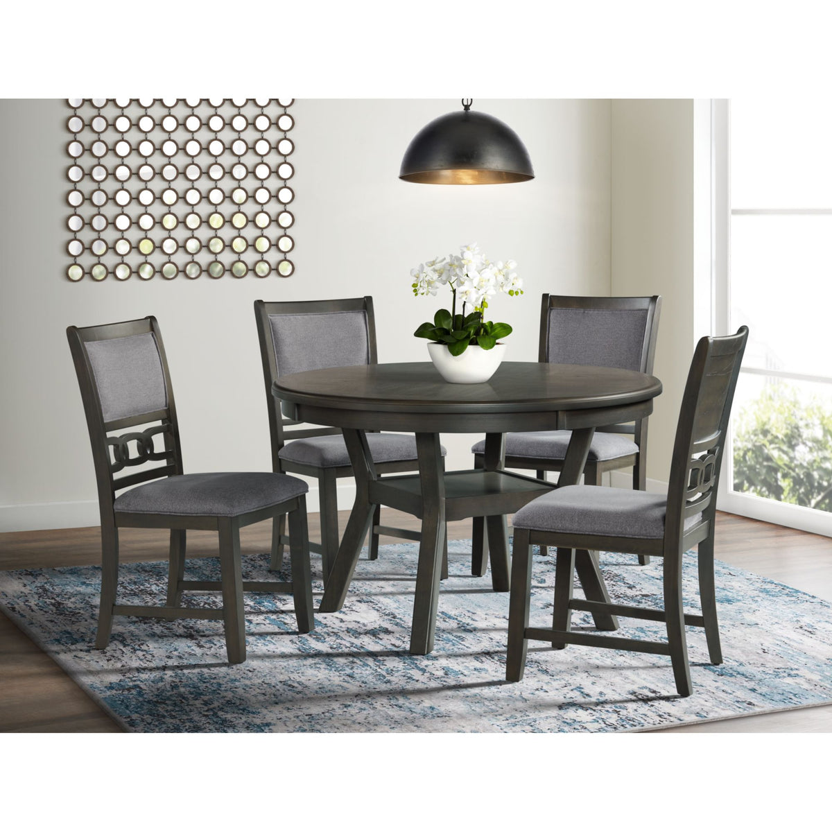 Amherst Grey Dining Table with Wood Leg - Ornate Home