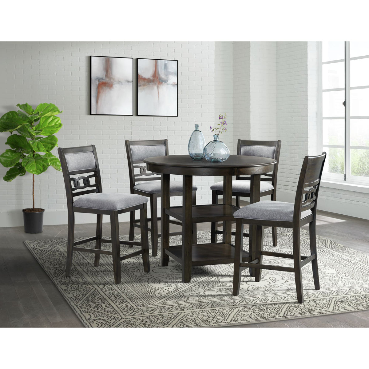 Amherst Walnut Counter Side Chair with Fabric Cushion (Set of 2) - Ornate Home