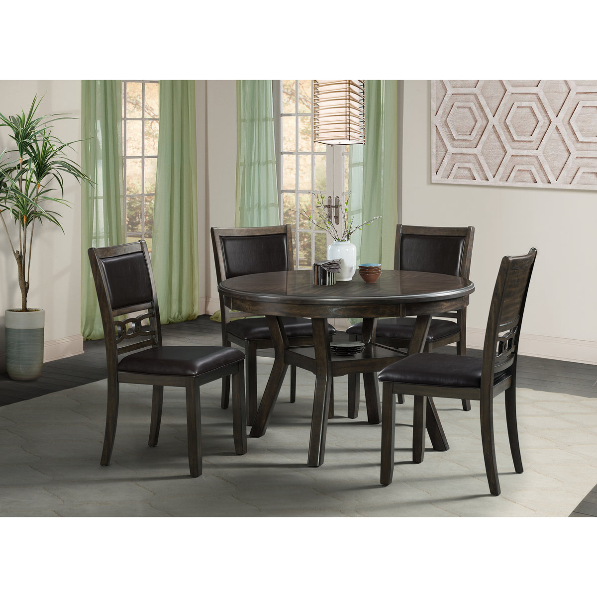 Amherst Walnut Dining Side Chair with PU Cushion Side Stretcher (Set of 2) - Ornate Home