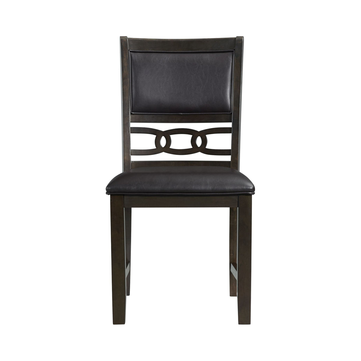 Amherst Walnut Dining Side Chair with PU Cushion Side Stretcher (Set of 2) - Ornate Home