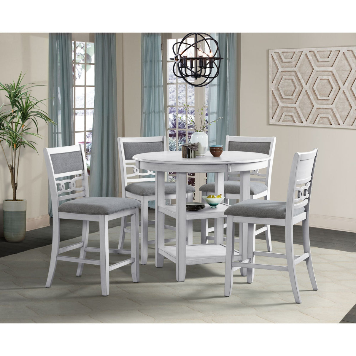 Amherst White Counter Side Chair with Fabric Cushion (Set of 2) - Ornate Home