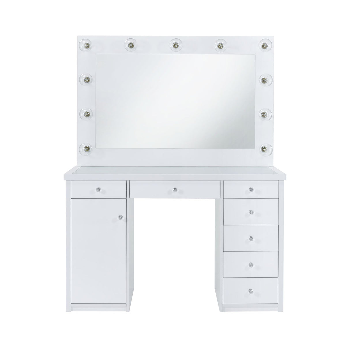 Amia White Vanity Set with Lightbulbs - Ornate Home