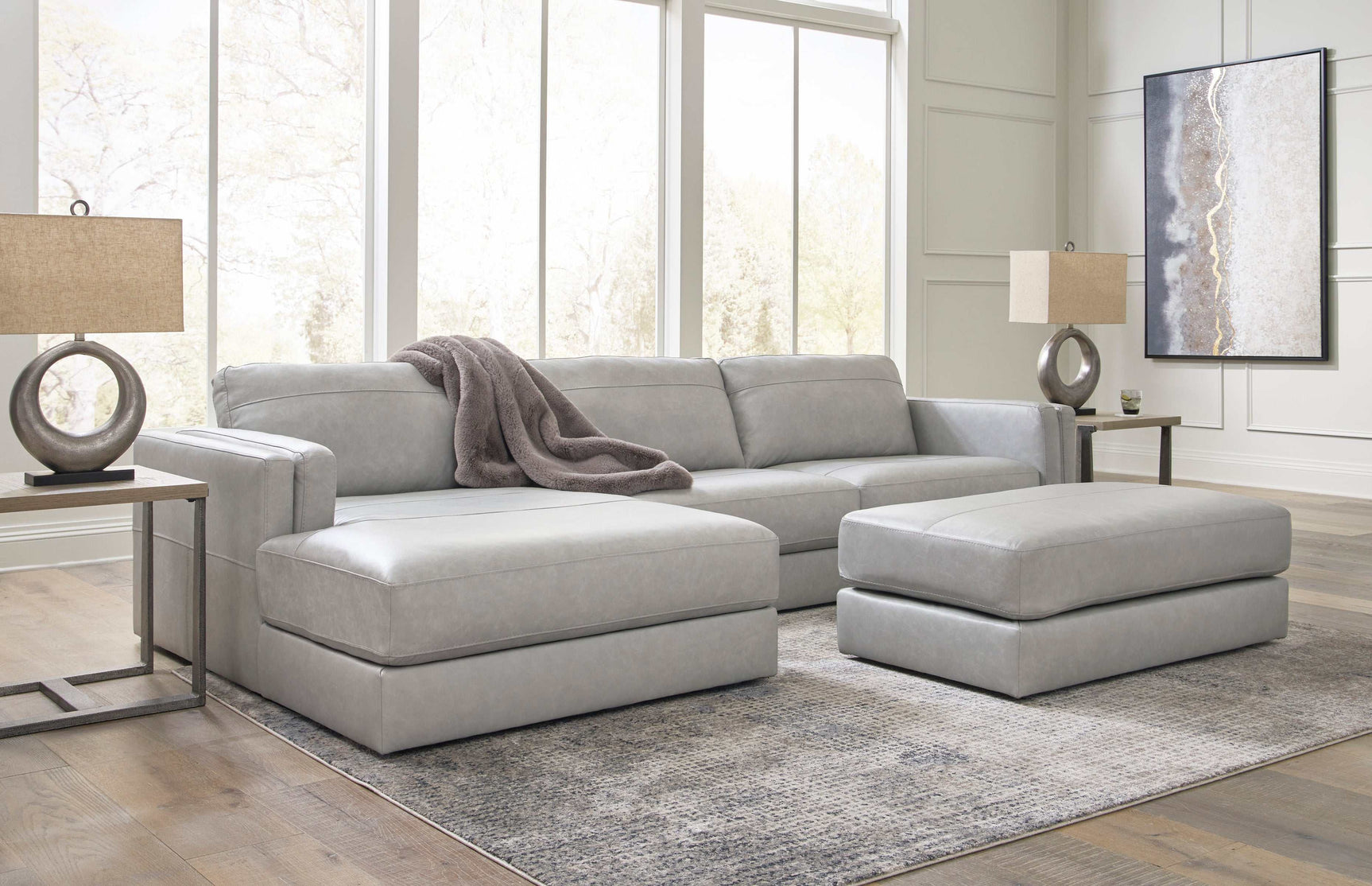 Amiata Glacier Leather 2pc LAF Chaise Sectional (Online Special Price) - Ornate Home