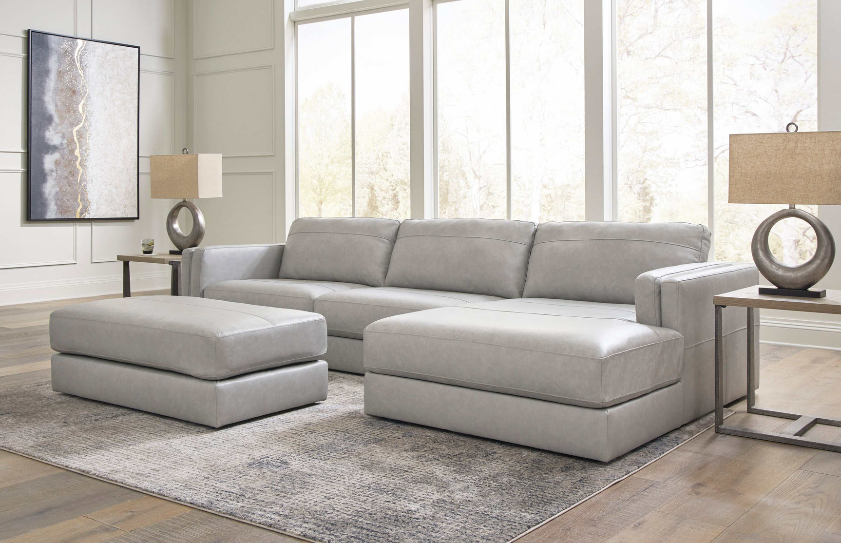 Amiata Glacier Leather 2pc RAF Chaise Sectional (Online Special Price) - Ornate Home