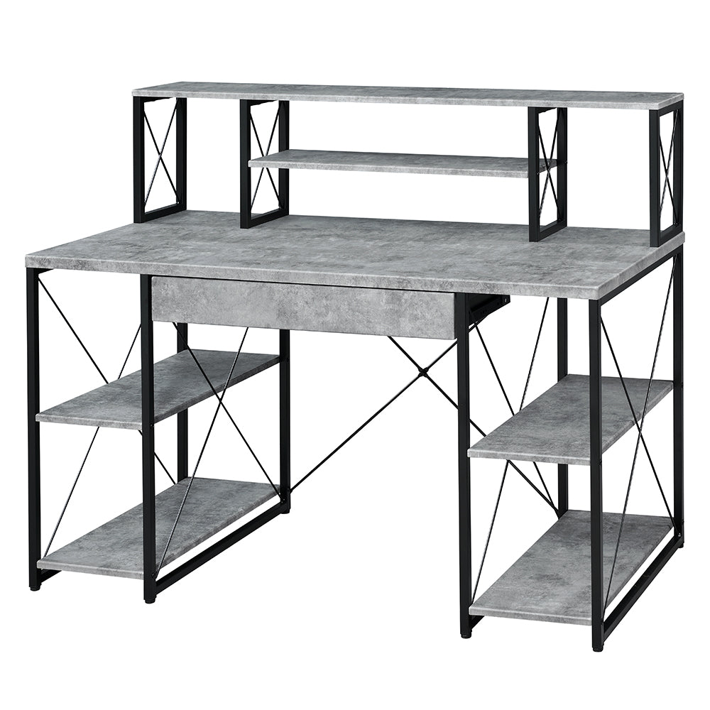 Amiel Faux Concrete & Black Desk - Ornate Home