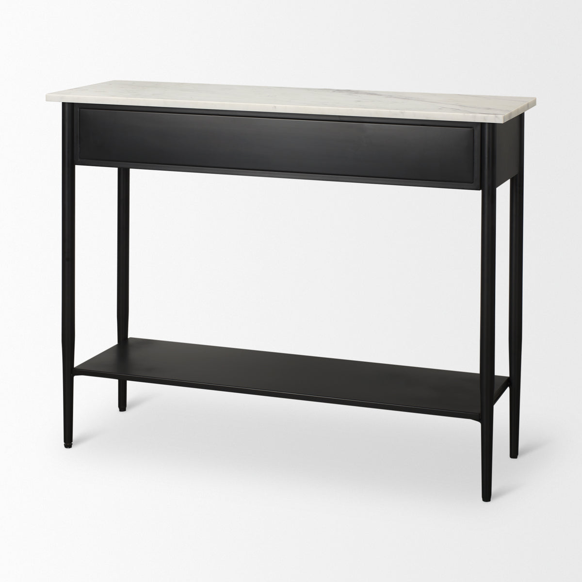 Amika White/Black Marble Top Metal Base Console Table