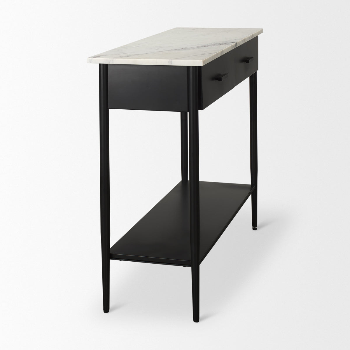 Amika White/Black Marble Top Metal Base Console Table