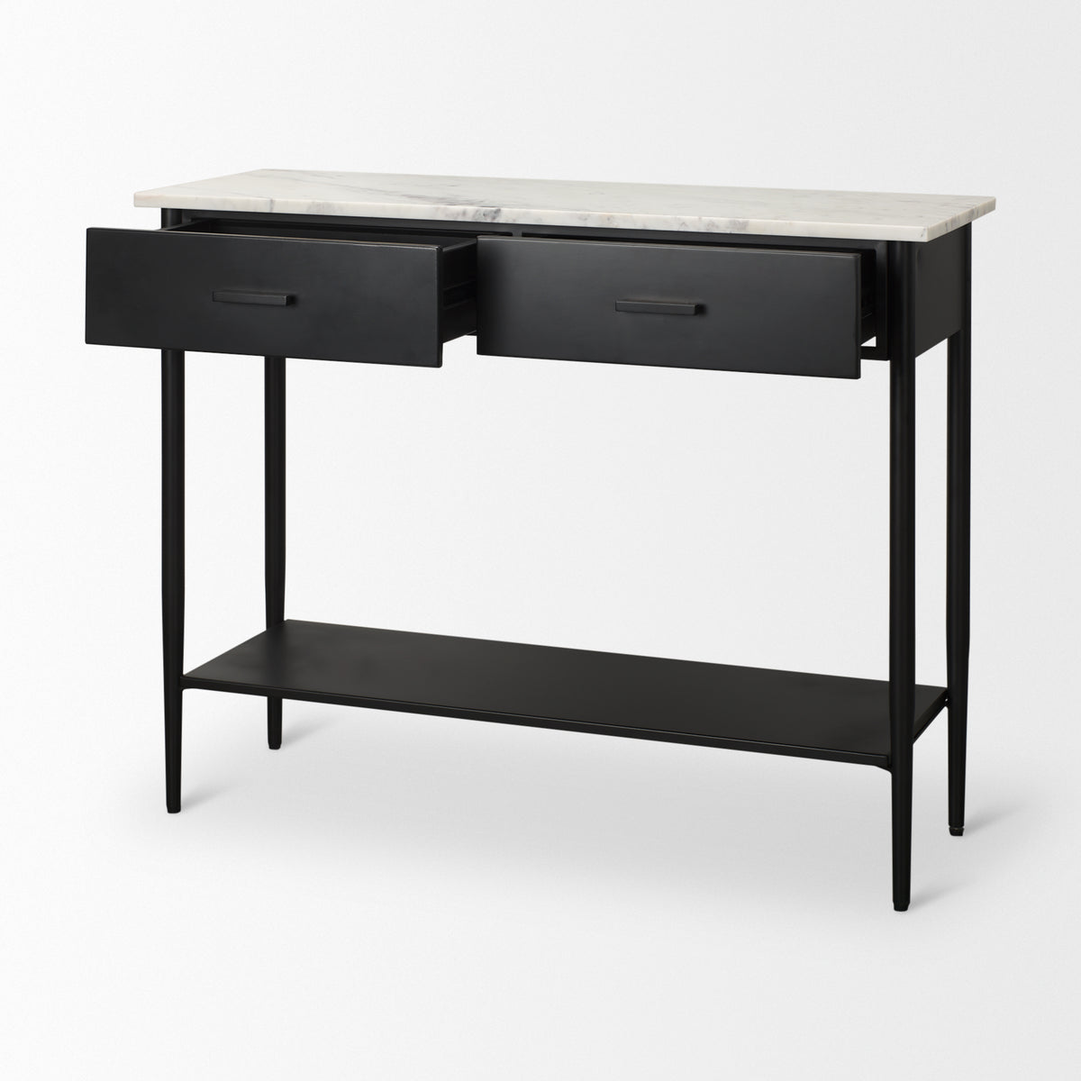 Amika White/Black Marble Top Metal Base Console Table