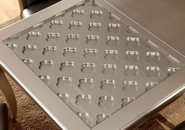 Amina Champagne Dining Room Set / 7pc (Glass Insets) - Ornate Home