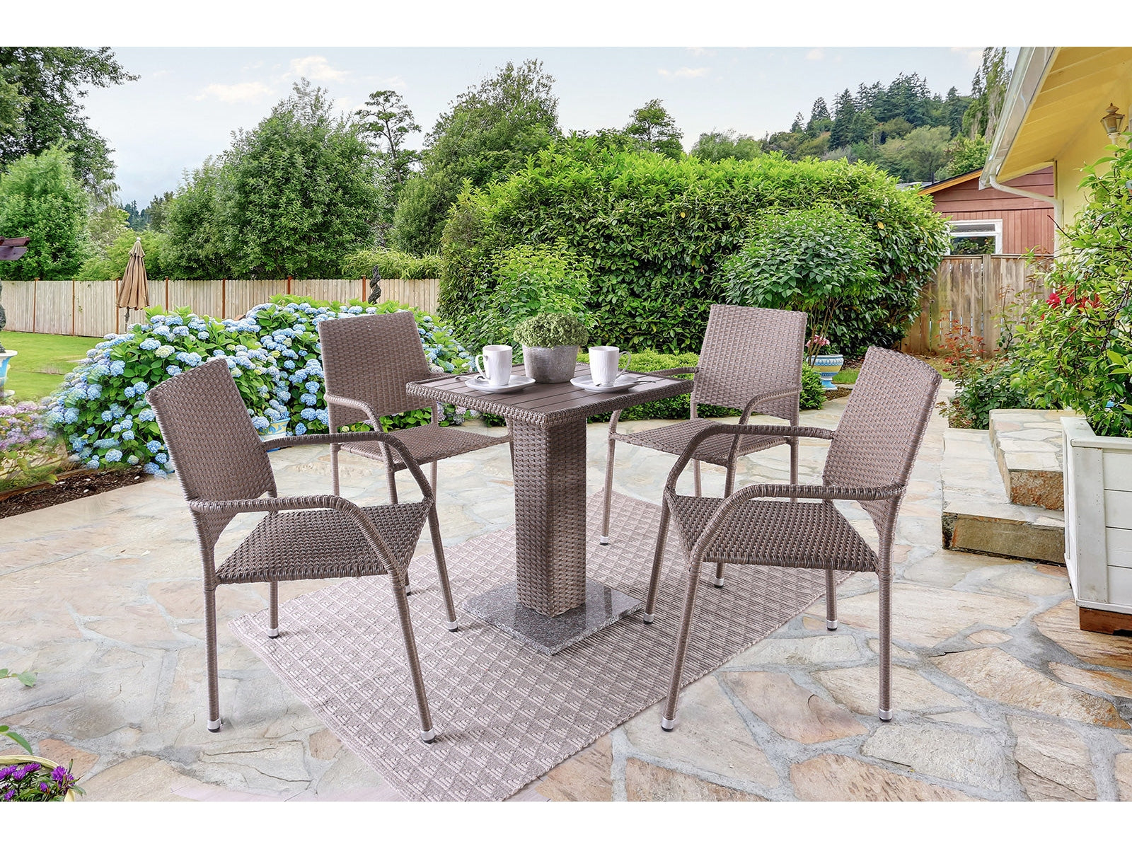 Aminta Natural 5 Pc. Patio Dining Set - Ornate Home
