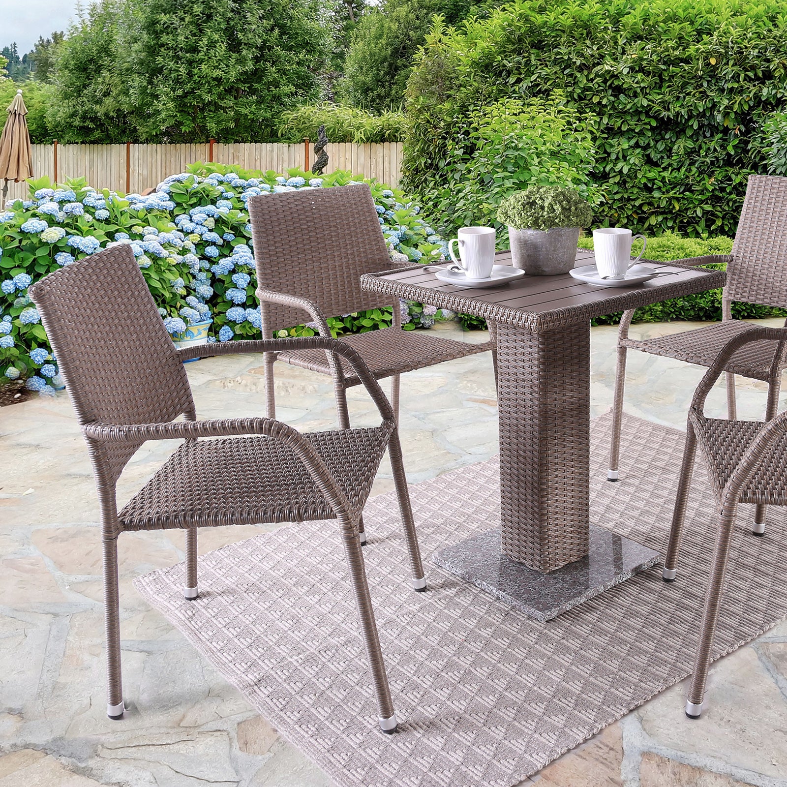 Aminta Natural 5 Pc. Patio Dining Set - Ornate Home