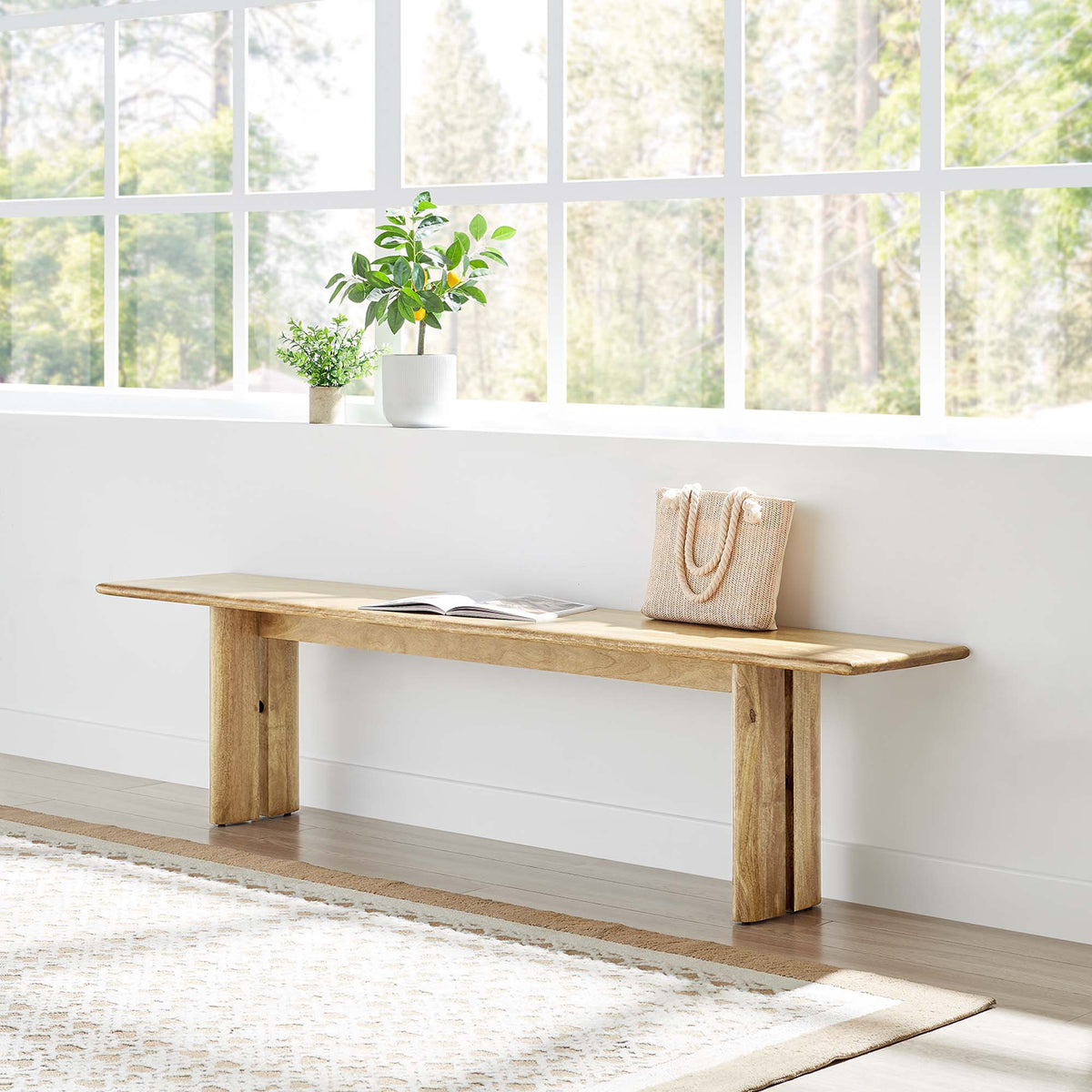 Amistad Oak 72" Wood Bench - Ornate Home