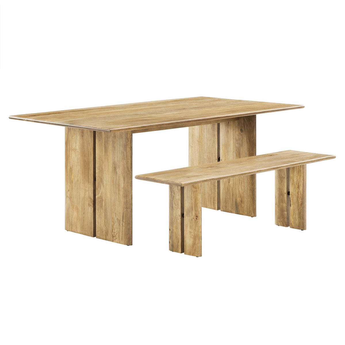 Amistad Oak 72" Wood Dining Table and Bench Set - Ornate Home
