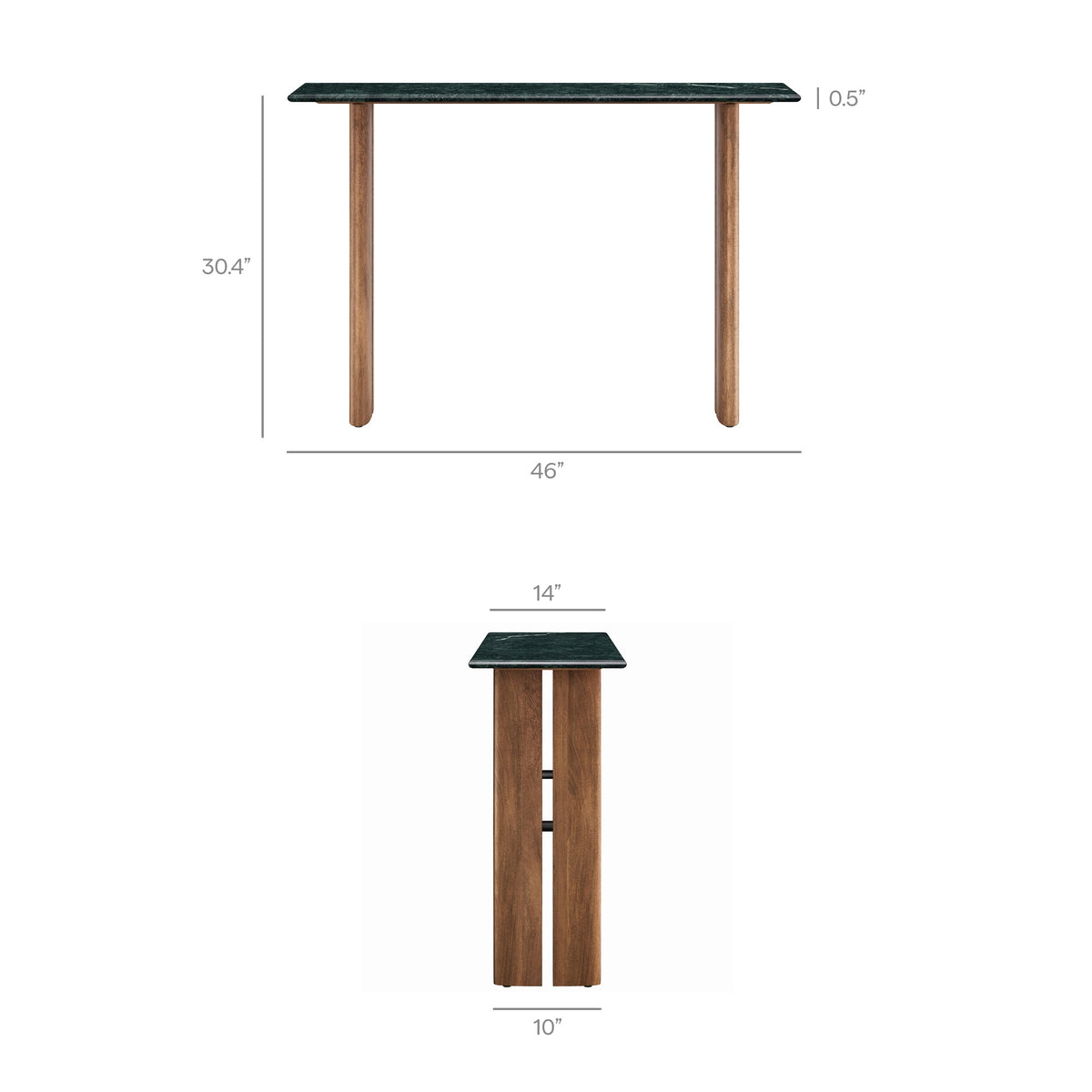 Amistad Walnut/Green 46 Inch Marble Console Table - Ornate Home