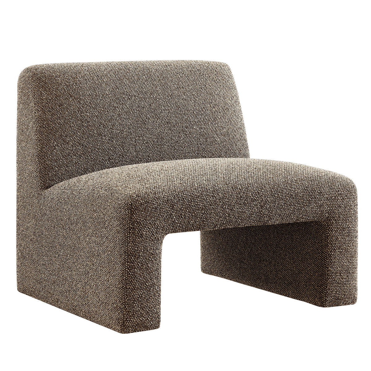 Amita Earth Lattice Boucle Upholstered Armless Accent Chair - Ornate Home