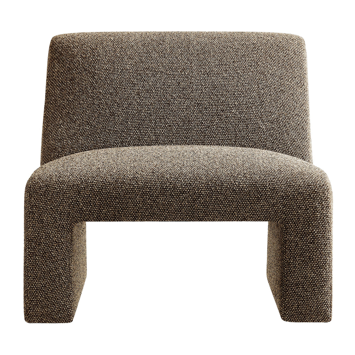 Amita Earth Lattice Boucle Upholstered Armless Accent Chair - Ornate Home